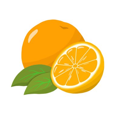 Turuncu vektör Illustration. Sevimli portakal meyvesi