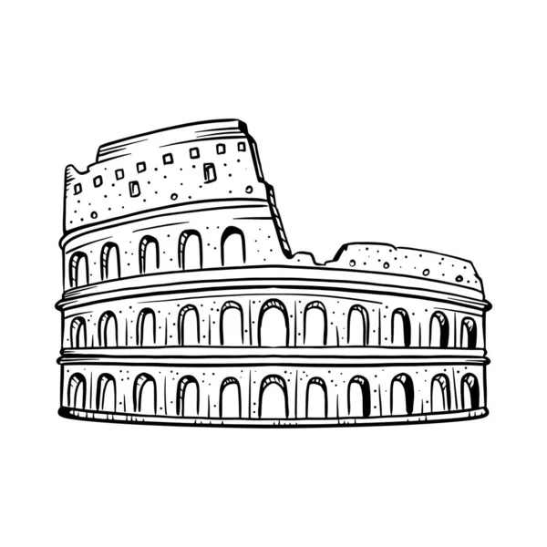 Colosseum Vektor Illusztráció Colosseum Vonalrajz — Stock Vector