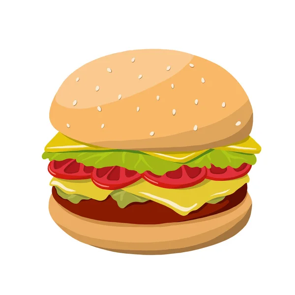 Hamburger Vector Illustratie Schattige Hamburger — Stockvector