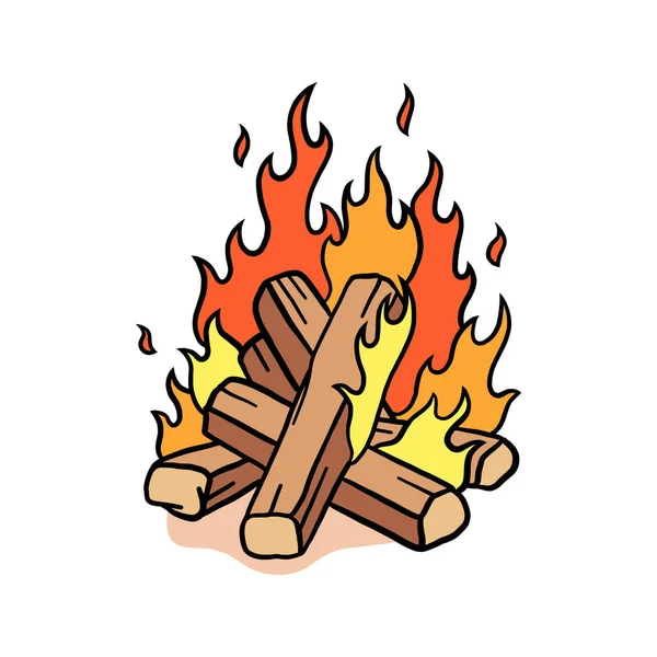 Fire Camp Vector Illustration Illustration Bonfire — Stock Vector