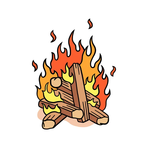 Fire Camp Vector Illustration Illustration Bonfire — Stock Vector