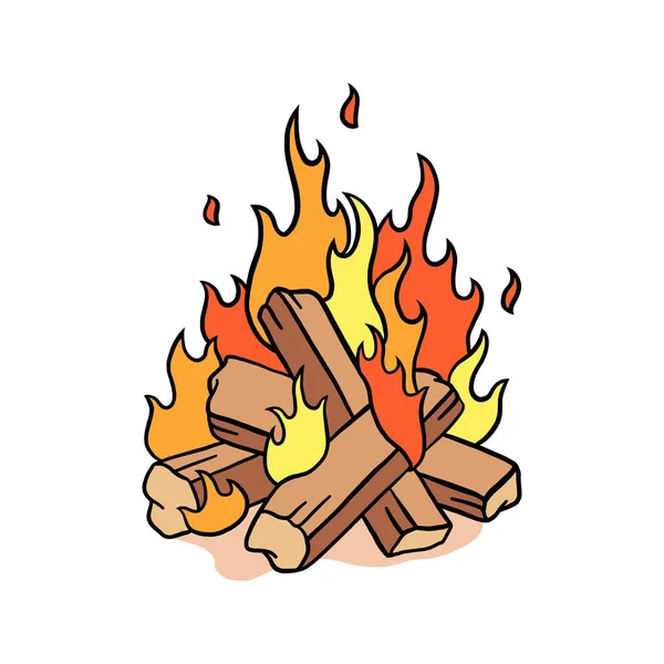 Fire Camp Vector Illustration Illustration Bonfire — Stock Vector