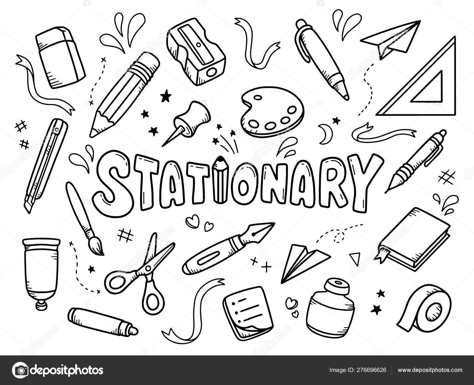 Stationary Set Vector Illustration Drawing Design Concept Stock Vector