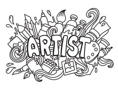 Sanatçı Doodle şirin Vektör illüstrasyonu