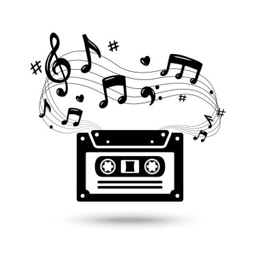 Müzik Notu 'nun olduğu kaset. Vektör illüstrasyonu