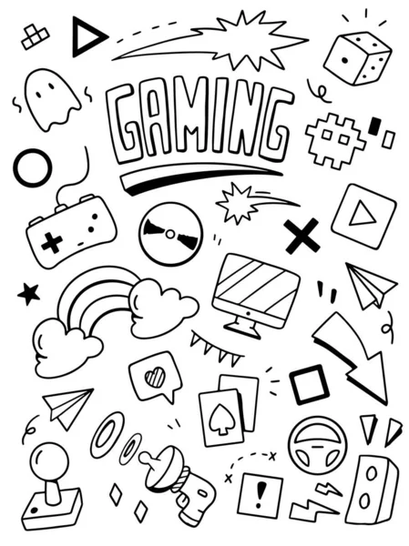 Gaming Doodle Illustration Doodle Design Concept — Stock Vector