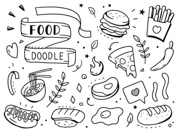 Yemek Karalama Illüstrasyonu Doodle Tasarım Konsepti — Stok Vektör