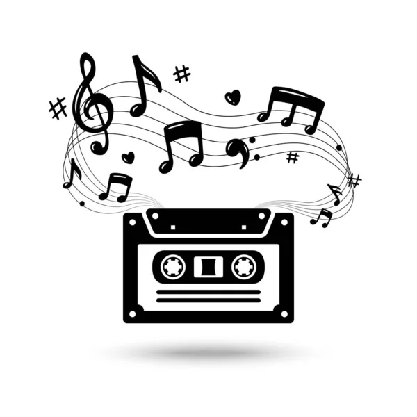 Müzik Notu 'nun olduğu kaset. Vektör illüstrasyonu