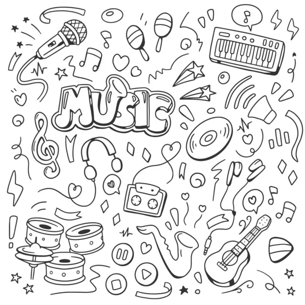 Música Doodle Vector Ilustración Concepto Diseño Dibujo — Archivo Imágenes Vectoriales