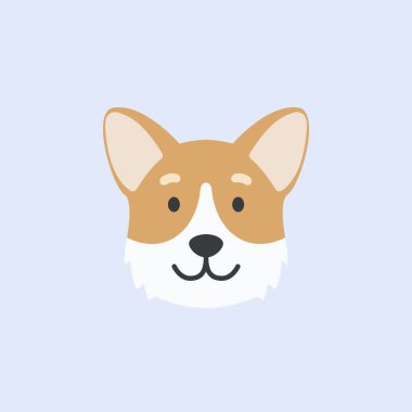 Corgi köpek suratı. şirin vektör illüstrasyonu