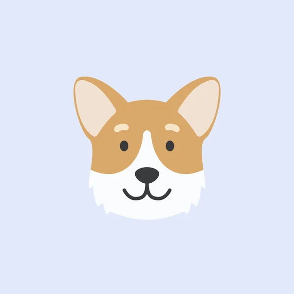 Corgi köpek suratı. şirin vektör illüstrasyonu