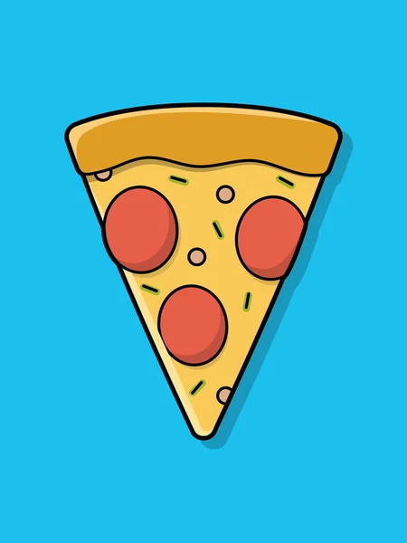 Pizza dilimi simgesi vektörü, üst görünüm.