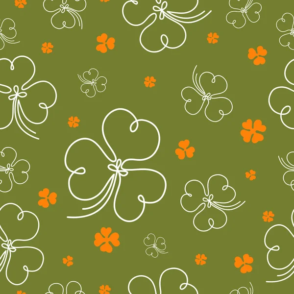 Seamless pattern for St. Patrick day with leaf clovers. — Stock Vector