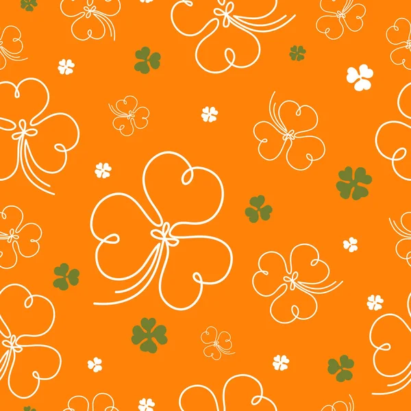 Seamless pattern for St. Patrick day with leaf clovers. — Stock Vector