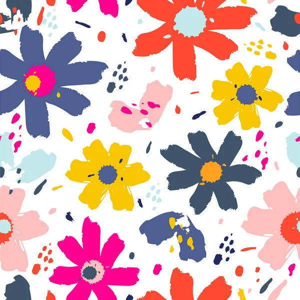 Blumenmuster mit Blumen. Handgezeichnete Vektorillustration für Ihre Designkarte. — Stockvektor