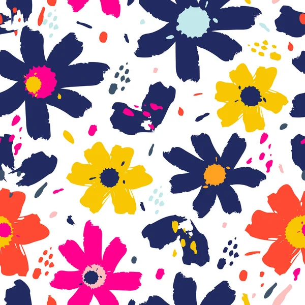 Blumenmuster mit Blumen. Handgezeichnete Vektorillustration für Ihre Designkarte. — Stockvektor