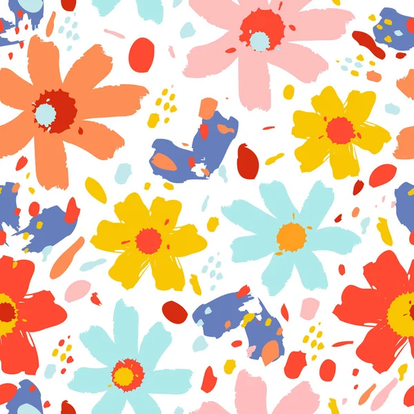 Blumenmuster mit Blumen. Handgezeichnete Vektorillustration für Ihre Designkarte. — Stockvektor