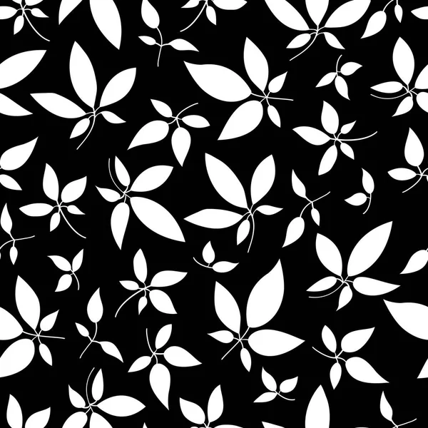 Nahtloses Muster mit Pflanzenzweigen. Blätter in chaotischer Reihenfolge für Umschlaggestaltung, Tapete, Verpackung - Vektor — Stockvektor