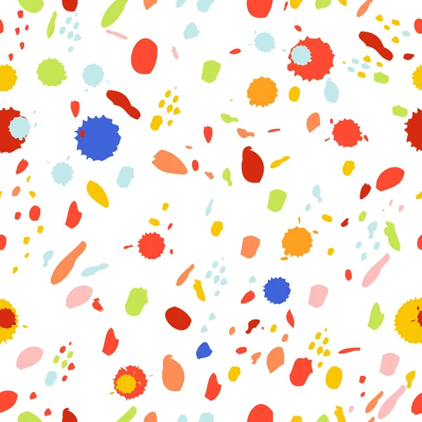 Nahtloses Muster von Klecksen. abstrakte, von Hand bemalte wiederholte Textur mit bunten Farbklecksen - Vektor — Stockvektor