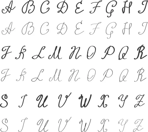 Alfabet in het Engels. Met de hand getekend lettertype. Brieven handgeschreven in moderne kalligrafie stijl voor logo ontwerp, poster, print - Vector — Stockvector