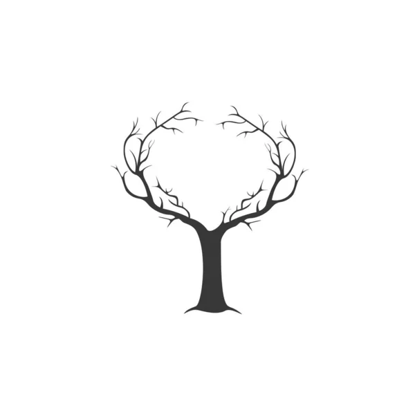 사랑 - 나무 - 손으로 그린 그림. Love tree with heart leaves - vector — 스톡 벡터