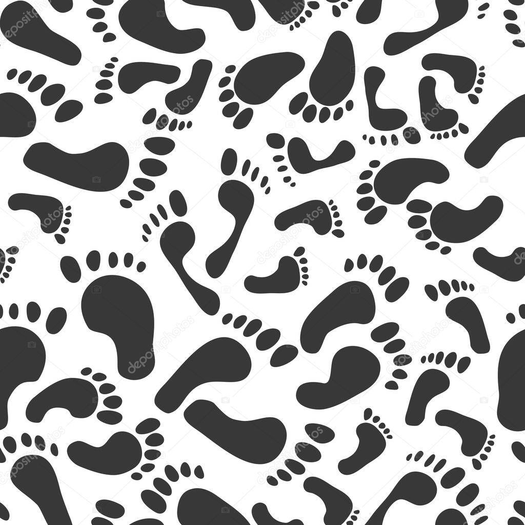 Seamless pattern with traces of different sizes. Traces of people - men, women, children - Vector