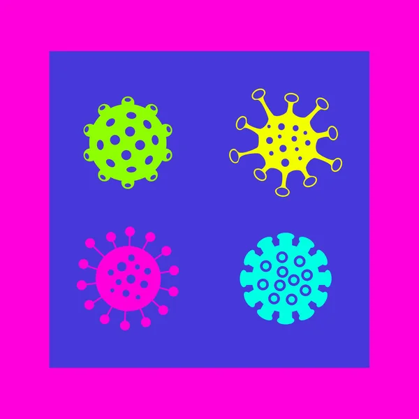 Cartel de arte conceptual moderno con un vector gráfico del virus corona. El arte creativo doodle establece moléculas bacterianas. Collage. Vector — Archivo Imágenes Vectoriales