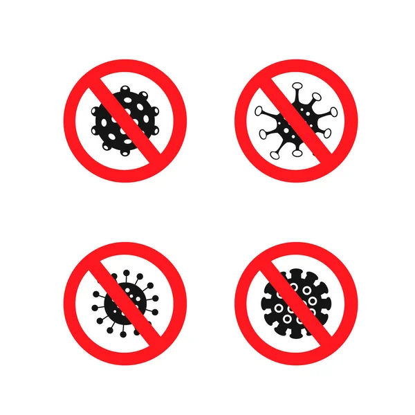 Ferma il coronavirus. Set illustrazione grafica vettore del virus corona in wuhan, infezione da virus corona. Microbo virus 2019-nvoc virus.corona. Concetto medico pandemico con cellule pericolose. — Vettoriale Stock