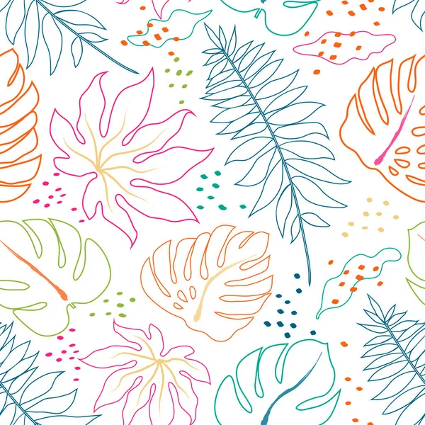 Vector tropisch abstract naadloos patroon. Tropische kleurrijke bladeren. Vector — Stockvector