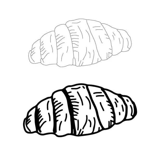 Grafický náčrt croissantu izolovaného na bílém pozadí. Vektor — Stockový vektor
