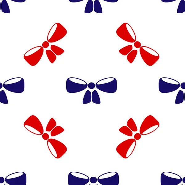 Blue and red bow icon isolated seamless pattern on white background. Vector — Stock Vector