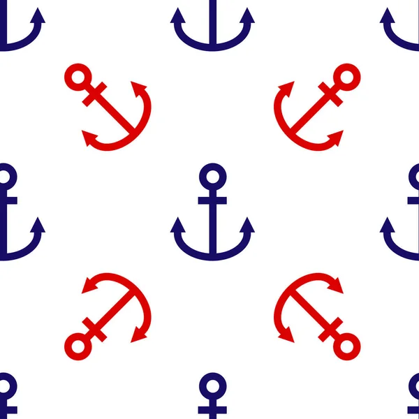 Μπλε και κόκκινο εικονίδιο Anchor απομονωμένη αδιάλειπτη μοτίβο σε λευκό φόντο. Διάνυσμα — Διανυσματικό Αρχείο