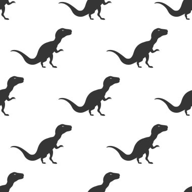 Siluet Simgesi Dinozorlar Vektör Kusursuz Desen. Arka plan Duvar Kağıdı