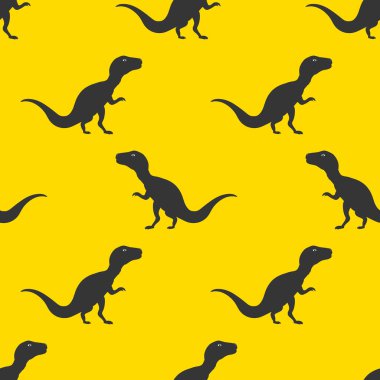 Siluet Simgesi Dinozorlar Vektör Kusursuz Desen. Arka plan Duvar Kağıdı