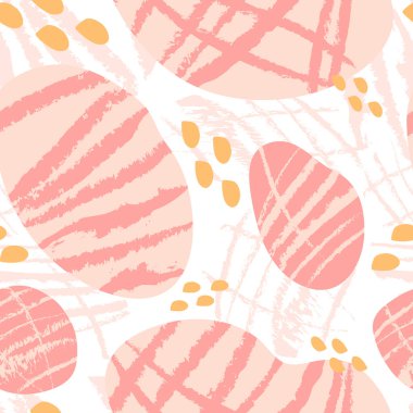 Altın sarısı ve pastel pembeli organik şekilli soyut, pürüzsüz desen. Moda ve şık duvar kağıdı, tekstil, modern duvar sanatı, markalaşma ve paketleme tasarımı.