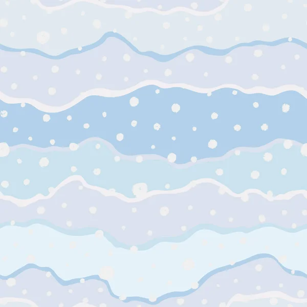 无缝图案 有波浪形线条和圆点 在降雪的背景下很可爱的圣诞节 矢量说明 — 图库矢量图片