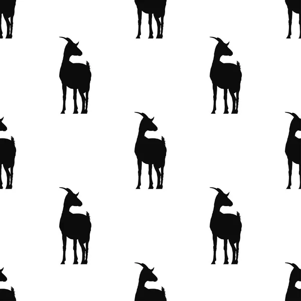 Black Goat Icon Isolated Seamless Pattern White Background Vector Illustration — Stock Vector