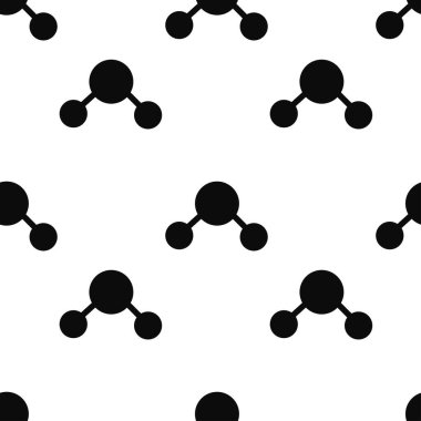 Siyah su molekülü ikonu, beyaz arka planda izole edilmiş, pürüzsüz desen. Vektör illüstrasyonu