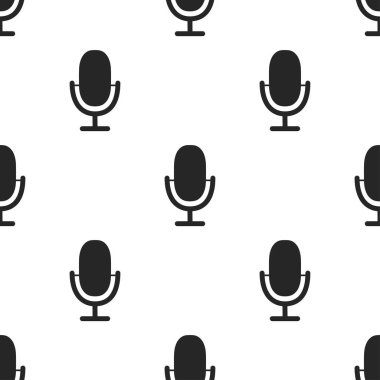 Mikrofon simgesi kusursuz desen. Görüntü asistanı ve ses tanıma konsepti ses sembolü akıllı teknolojilerin düz çizimi. Ses ses simgesi düz tasarım. Vektör illüstrasyonu