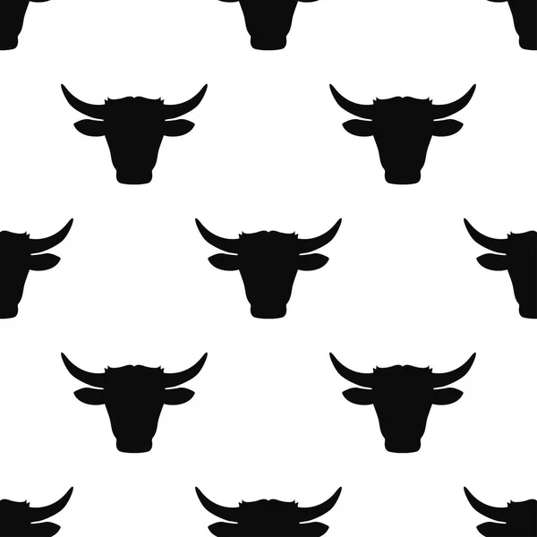 Black Bull Cow Icon Isolated Seamless Pattern White Background Vector — Stock Vector