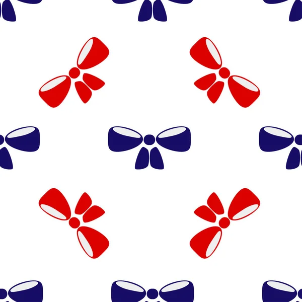 Blue Red Holiday Bow Icon Isolated Seamless Pattern White Background — Stock Vector