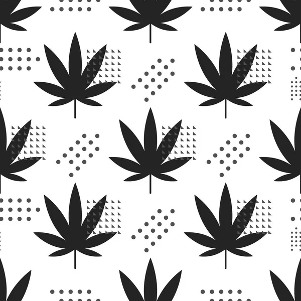 Icône Feuille Cannabis Marijuana Isolé Motif Sans Couture Sur Fond — Image vectorielle