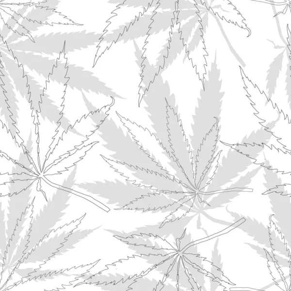 Seamless Pattern Leaves Hemp Marijuana Hashish Marijuana Leaf Cannabis Plant — Stock Vector