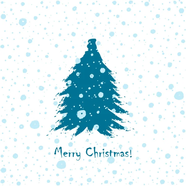 Árbol Navidad Diseño Tarjetas Con Árbol Navidad Azul Dibujado Mano — Vector de stock