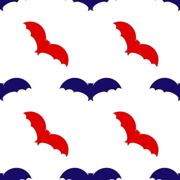 Blue Red Bat Icon Isolated Seamless Pattern White Background Vector — Stock Vector