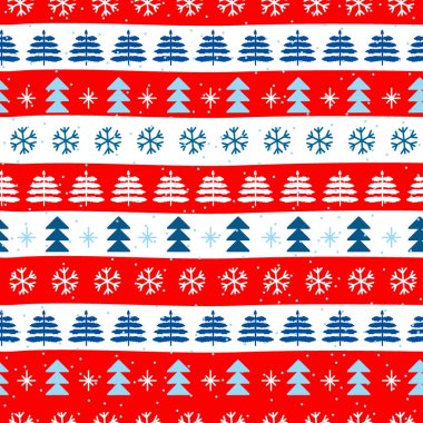 Danimarka tarzında kusursuz noel şablonları. Elle çizilmiş kusursuz desen. Noel kutlaması ambalajı. İskandinav tarzında vektör tasarımı.