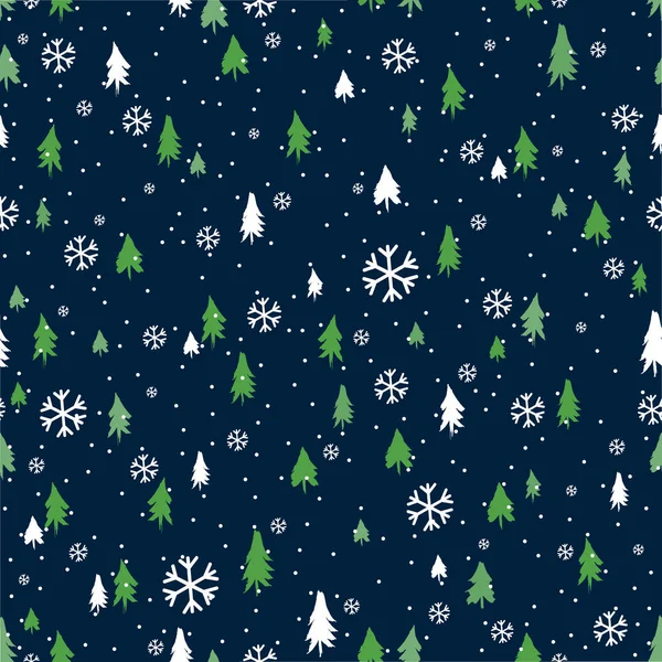 シルエットは かわいい森とシームレスなパターン クリスマスツリー ベクターイラスト — ストックベクタ