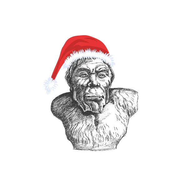 Snowman Yeti Santa Claus Hat Evil Father Christmas Vector Illustration — Stock Vector