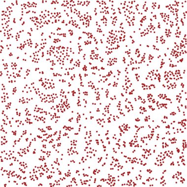 Beyaz arkaplandaki kırmızı noktaların kusursuz soyut deseni. Kaleydoskop geçmişi. Web sitesi için dizayn, baskı. Parlak duvar kağıdı, yazdırmak için iyi.