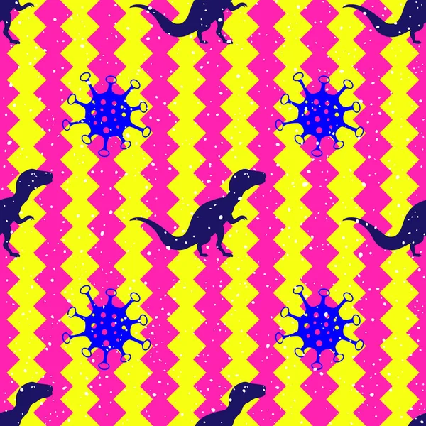 Pop Und Bunte Niedliche Dinosaurier Vektor Nahtlose Muster Hintergrundbild — Stockvektor